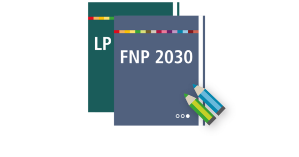 Der Umriss des Verbandsgebietes mit einem Kartenausschnitt und Stiften